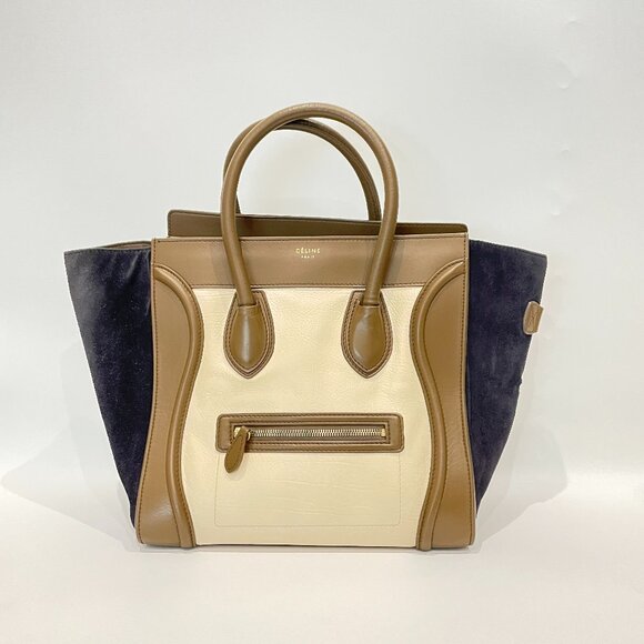 Celine Tricolor Calfskin Suede Leather Luggage Tote sku#85960 (gently used) - Picture 1 of 12